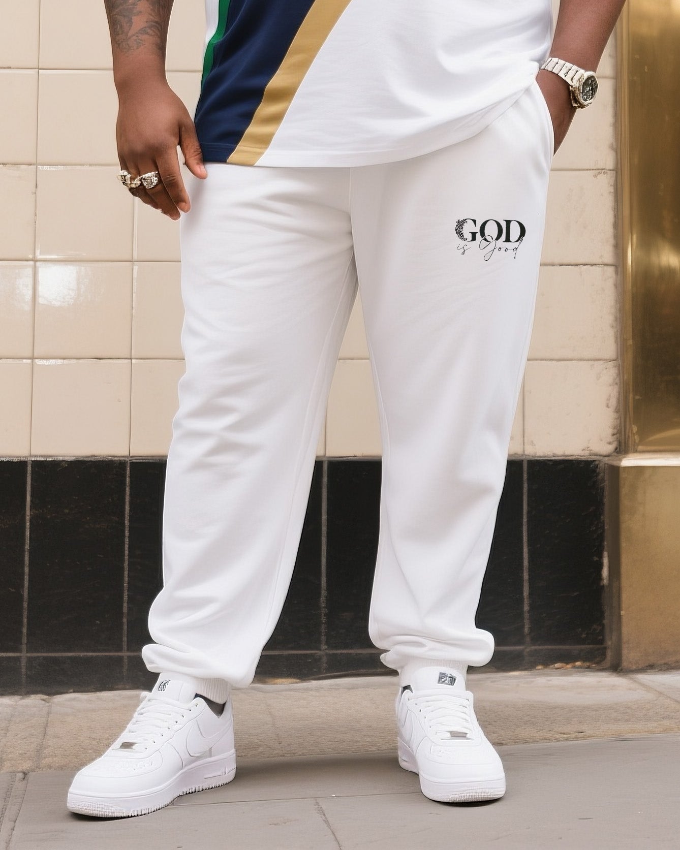 Big Boy Casual Sports Football Fans Clothes Creative Stripe Crewneck Short Sleeve T-shirt Trousers Suit