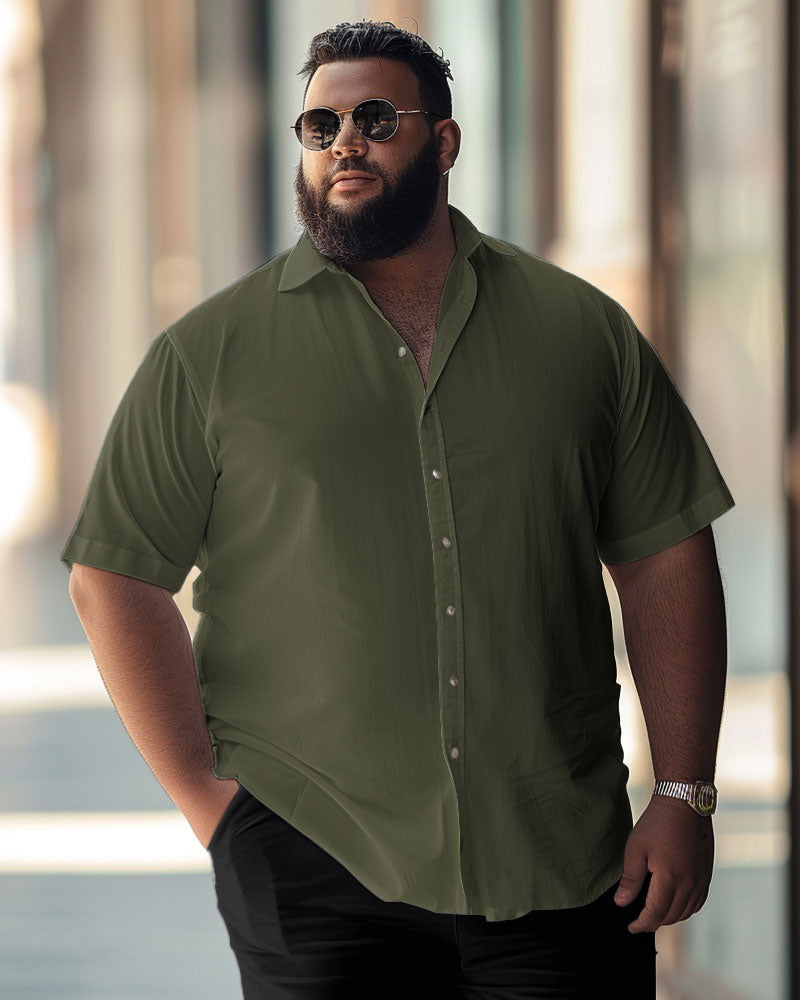 Men's Plus Size Business Causal Button Down Short Sleeve Shirt