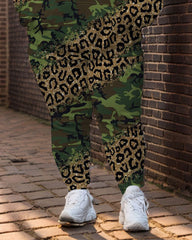 Women's Street Fashion Shiny Leopard Camouflage Print Big & Tall Hoodie Set