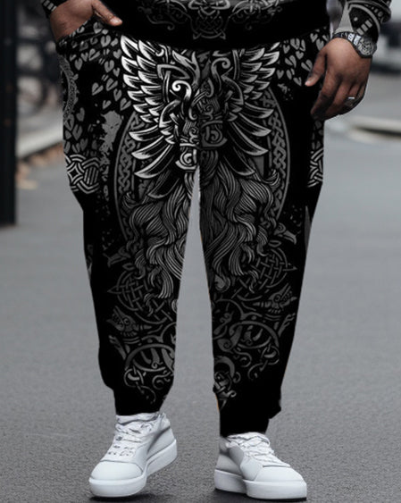 Men's Big & Tall Retro Elements Viking Long-Sleeved Hoodie Sweatpants Set