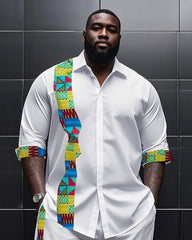 Big Boy Essential African Impression Totem Print Long Sleeve Shirt Trousers Suit