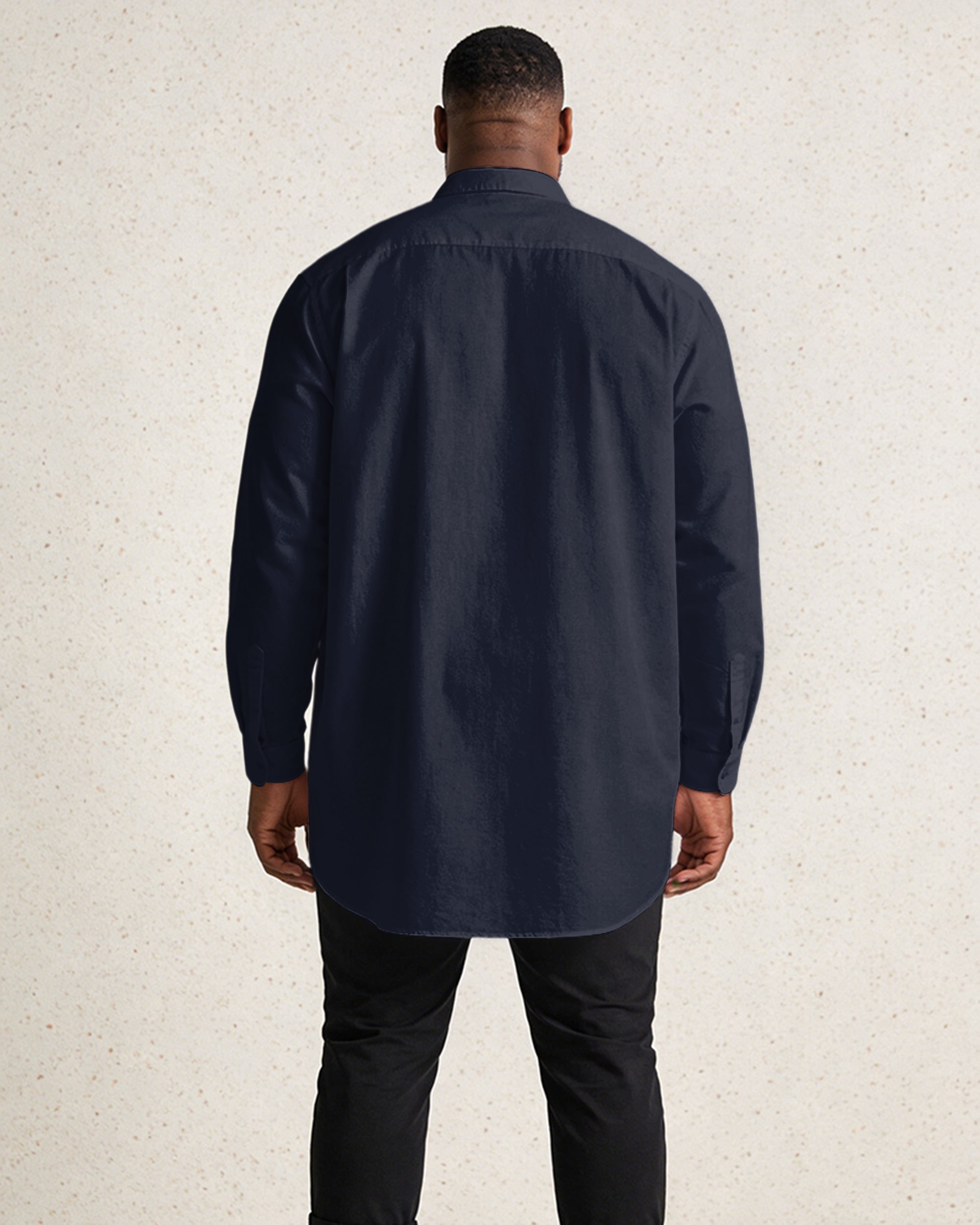 Vertical Stripe Contrast Color Stitching Music Large Size Men's Long Sleeve Shirt