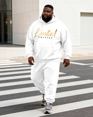 Big & Tall Men's Black And Gold "Limited Edition" Slogan Print Hoodie Set