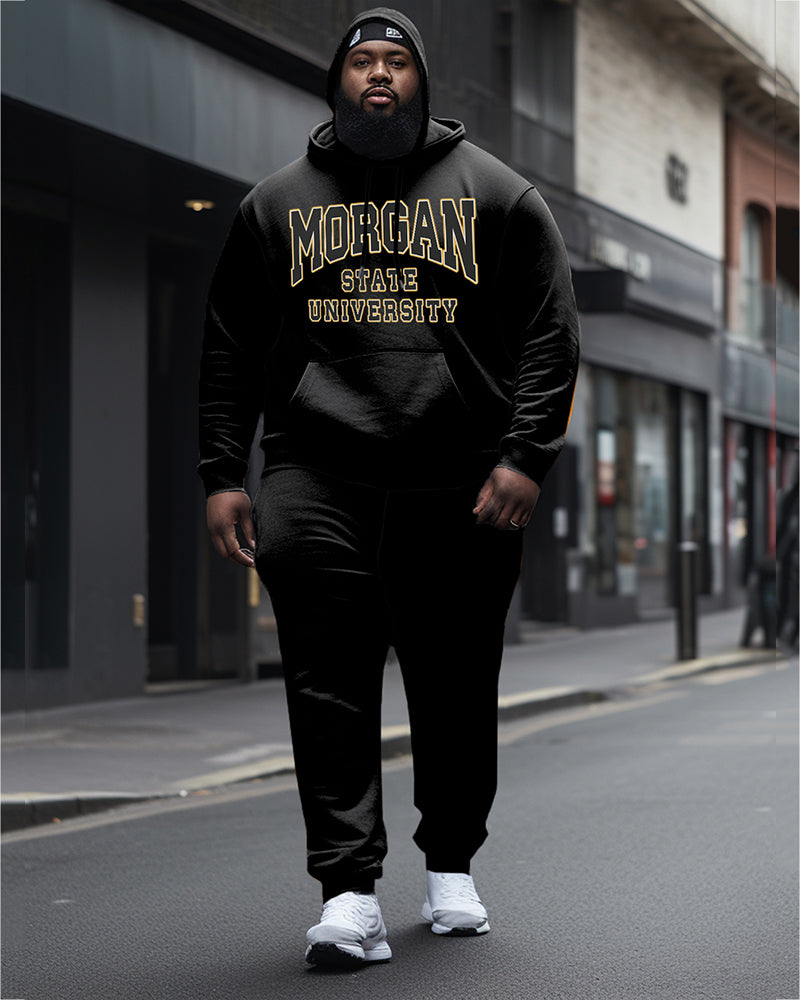 Men's Plus Size Morgan State University Style Hoodie and Sweatpants Two Piece Set