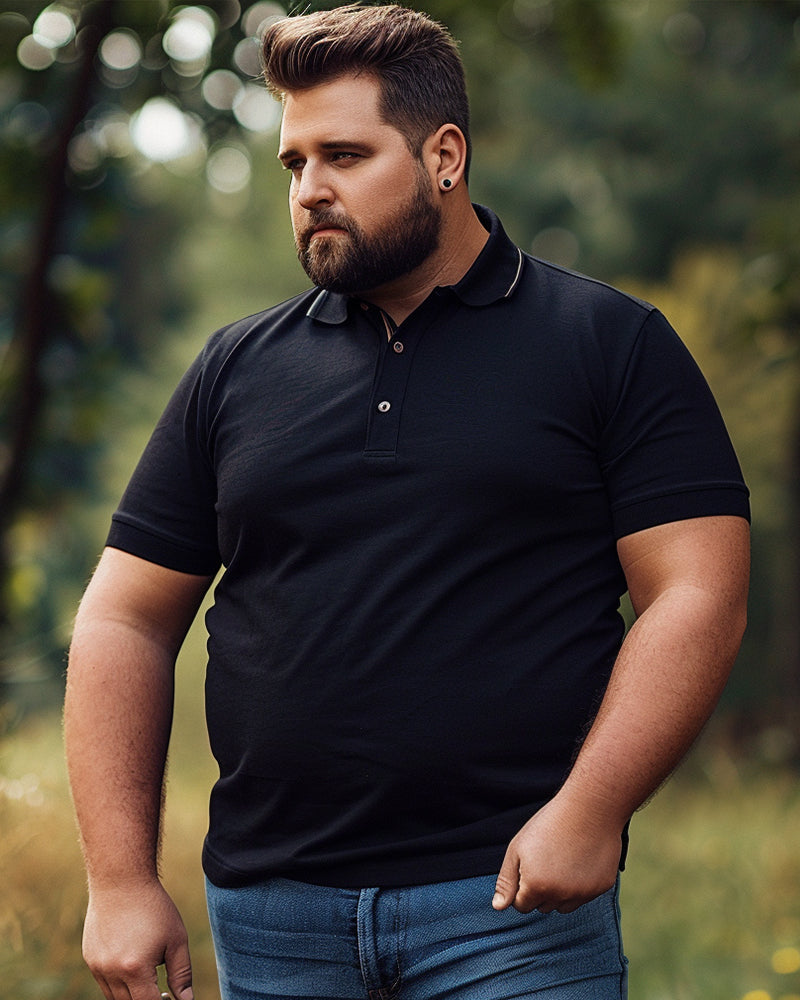 Casual Business Solid Color Basic POLO Big Men's Short Sleeve T-Shirt