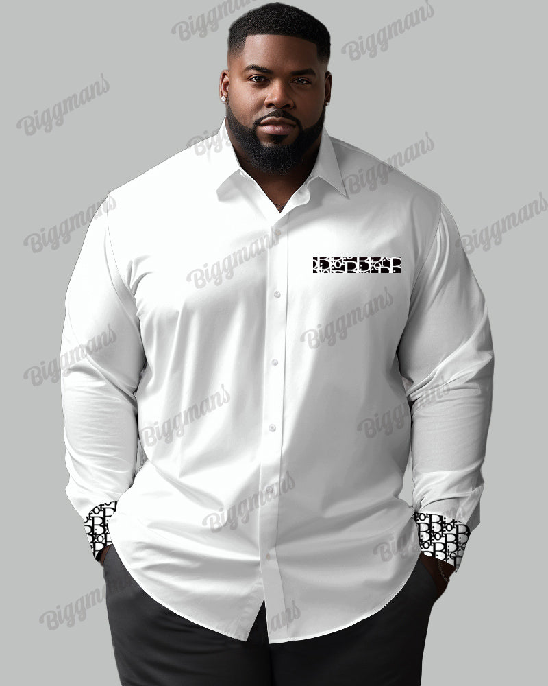 Featured Patchwork Long Sleeve Lapel Shirt Big & Tall Men's