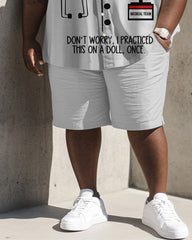 Men's Plus Size Street Fashion White Cartoon Doctor Cosplay Printed Shirt Shorts Suit