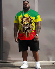 Street Red Green Yellow Block Lion Print Large Men's Set