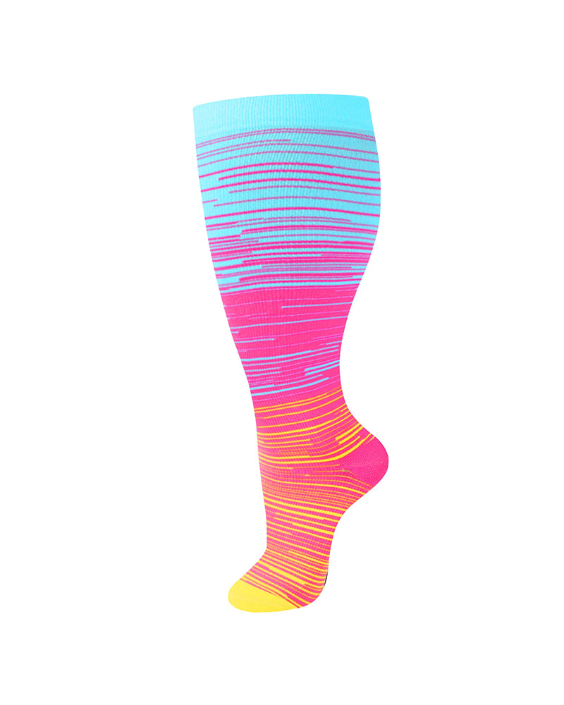 2XL-4XL Gradient Striped Running Fitness Compression Socks, For Obese Men And Women Sports Socks