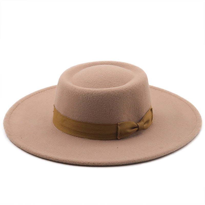 Multicolor Autumn/Winter Wool Big Brim Jazz Hat