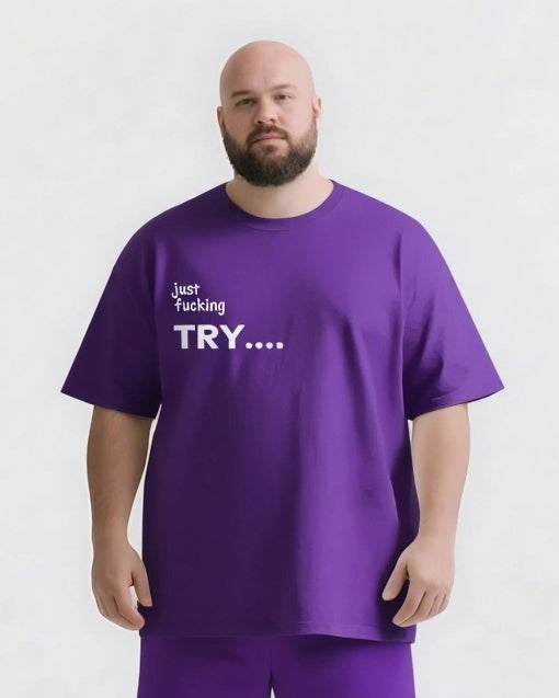 Every Win Starts with One Try Big & Tall Men's Simple Lettering T-shirt 2-Piece Set