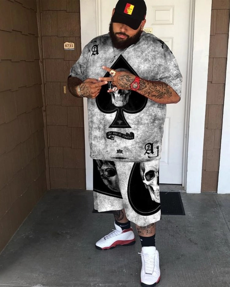 Big & Tall Men's Black Scalloped Skull Set | Biggmans