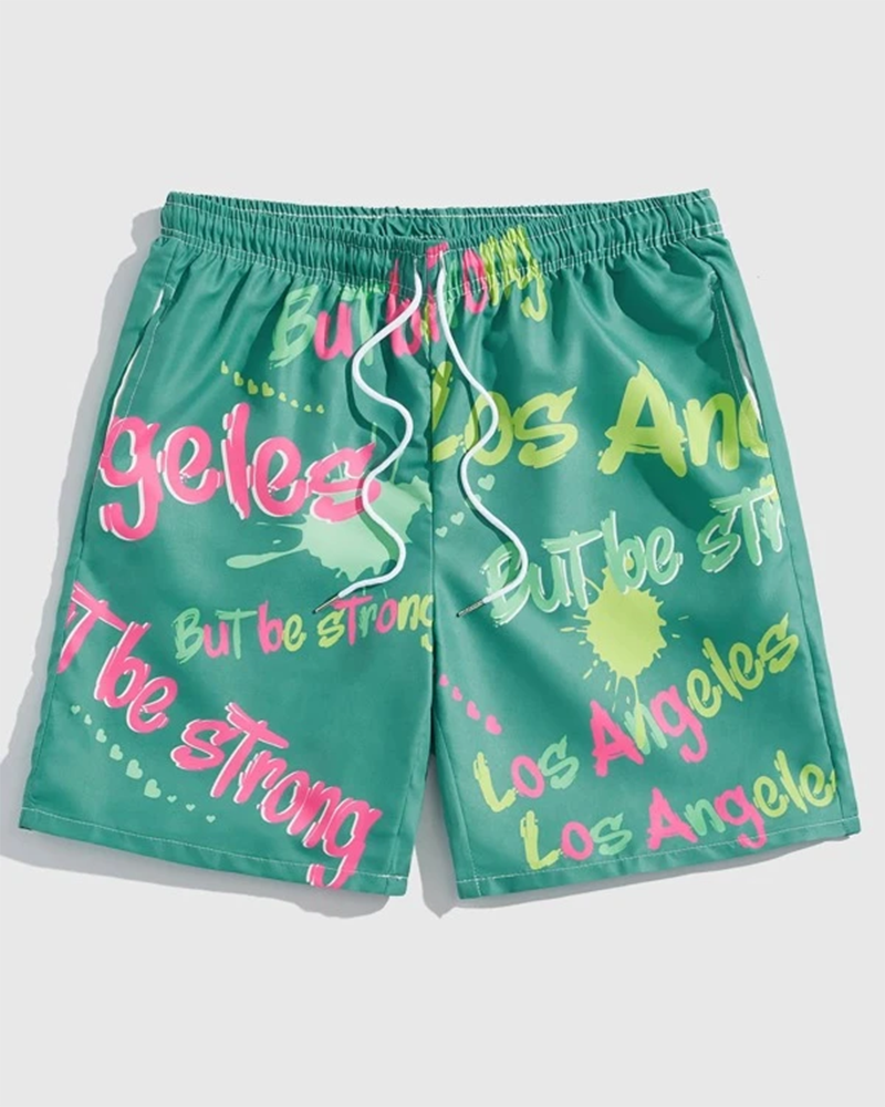 Men's Plus Size Sport Street Letter Shorts