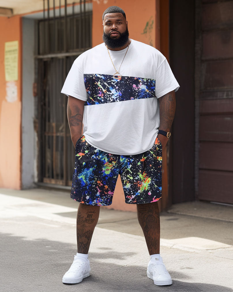 Street Cool Starry Sky Patchwork Printed Large Men's Set