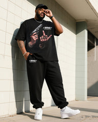 Big Boy Must-Have Fashion Street Revolver Mocking Short Sleeve T-Shirt Trousers Suit