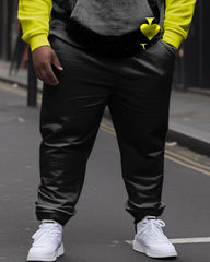 Men's Plus Size Casual Hip Hop Color Block Poker Scalloped Long Sleeve Hoodie Set