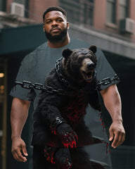 Men's  Big & Tall Casual Gothic Style Chained Bear Printed Short Sleeve T-Shirt Shorts Set