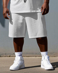 What Breaks You Builds You Big & Tall Men's Skull Screw Print Short Sleeve T-shirt & Shorts Set