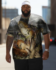 Men's Plus Size Retro Variation Mermaid Face Frog Short Sleeve T-Shirt