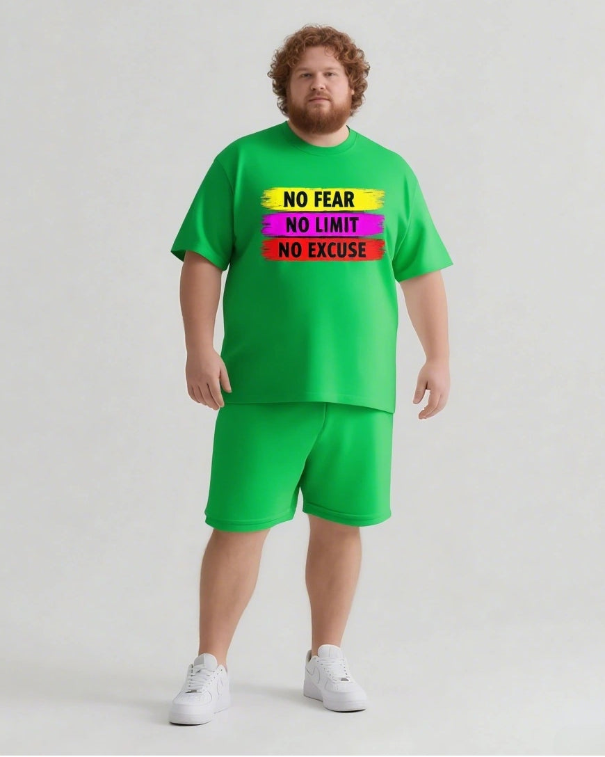 No Fear Just Do It Men's Big and Tall Simple Lettering Short Sleeve T-shirt Shorts Set