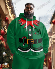 Men's Big and Tall Fun Christmas Patterns Print Hoodie Set
