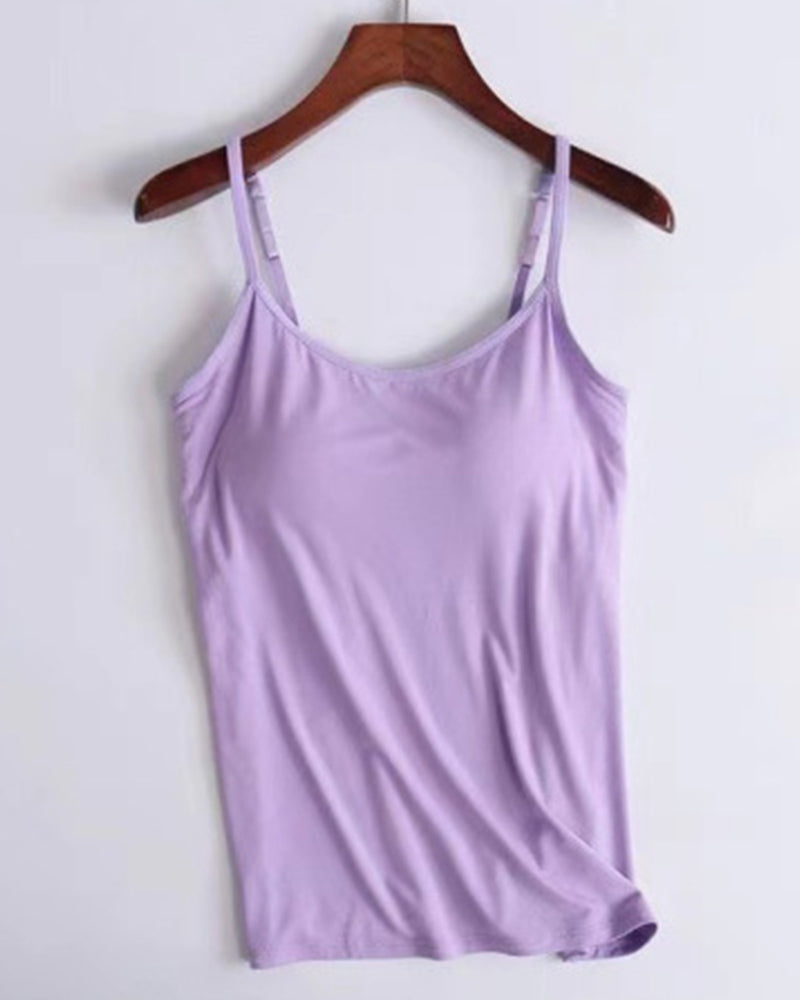 S-6XL Women's Plus Size Solid Color Long Modal Camisole With Chest Pad