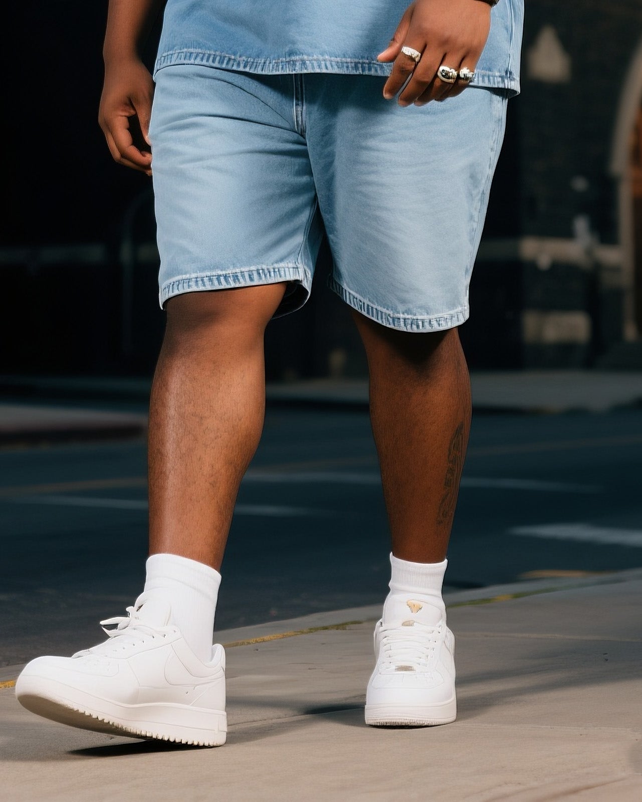 Plus Size Boy I'm Not Perfect But God Bless Me Short Sleeve Shorts Denim Suit