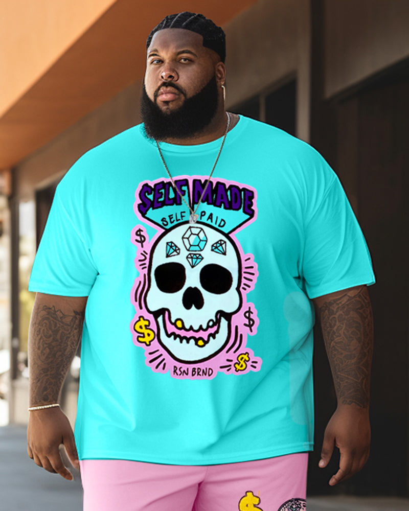 Short Sleeve Plus Size Fashion Casual Print Shorts Sets