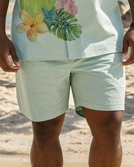 Big & Tall Men's Hawaiian Vacation Leaf Floral Print Pocket Shirt Shorts Suit