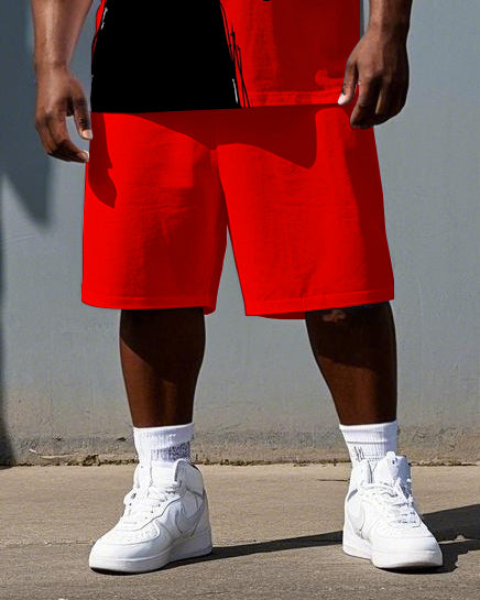 Big & Tall Men's Shocked Elf it's you again Print Punk Style Laid-back Short-Sleeve T-shirt 2-Piece Set