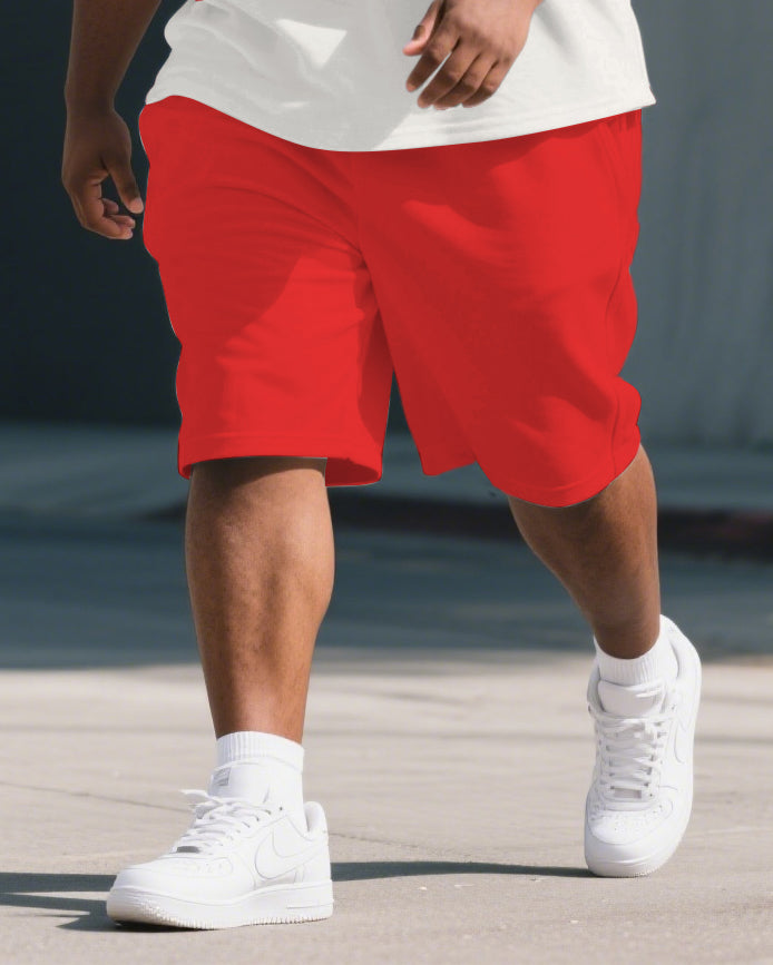 Men's Juneteenth Theme Splash Ink Style Fist Printed Big & Tall Short Sleeve T-Shirt & Shorts Set