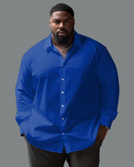 100% Cotton Versatile Solid Color 8 Color Options Lapel Long Sleeve Shirt Big Men