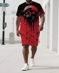 Rebirth in the Broken Men's Skull Cartoon Casual Big & Tall Short Sleeve T-shirt 2-Piece Set