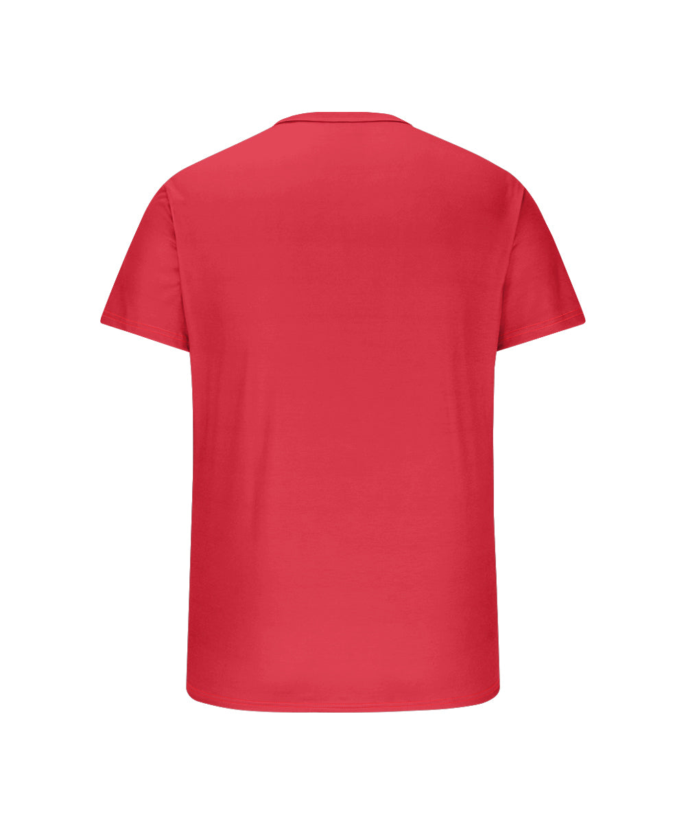 Men's Plus Size Hawaiian Red Coconut Tree Print Henry Collar Button Short Sleeve Tee
