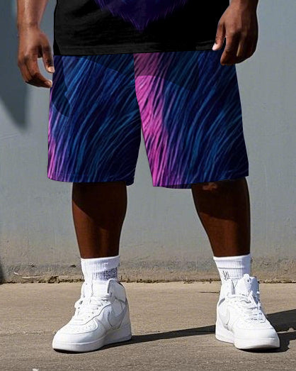 Big & Tall Men's Nylon Gorillas Cool Boy Daily Casual Short Sleeve T-shirt 2-Piece Set