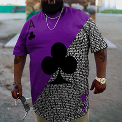 Men's Plus Size Poker Colorblock ACE T-Shirt