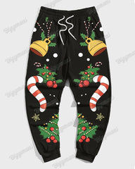 Men’s Christmas Black Gingerbread Man Tie Print Big & Tall Hoodie Set