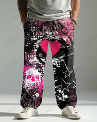 Distinctive Street Pattern Printed Men's Loose Plus Size Straight Pants