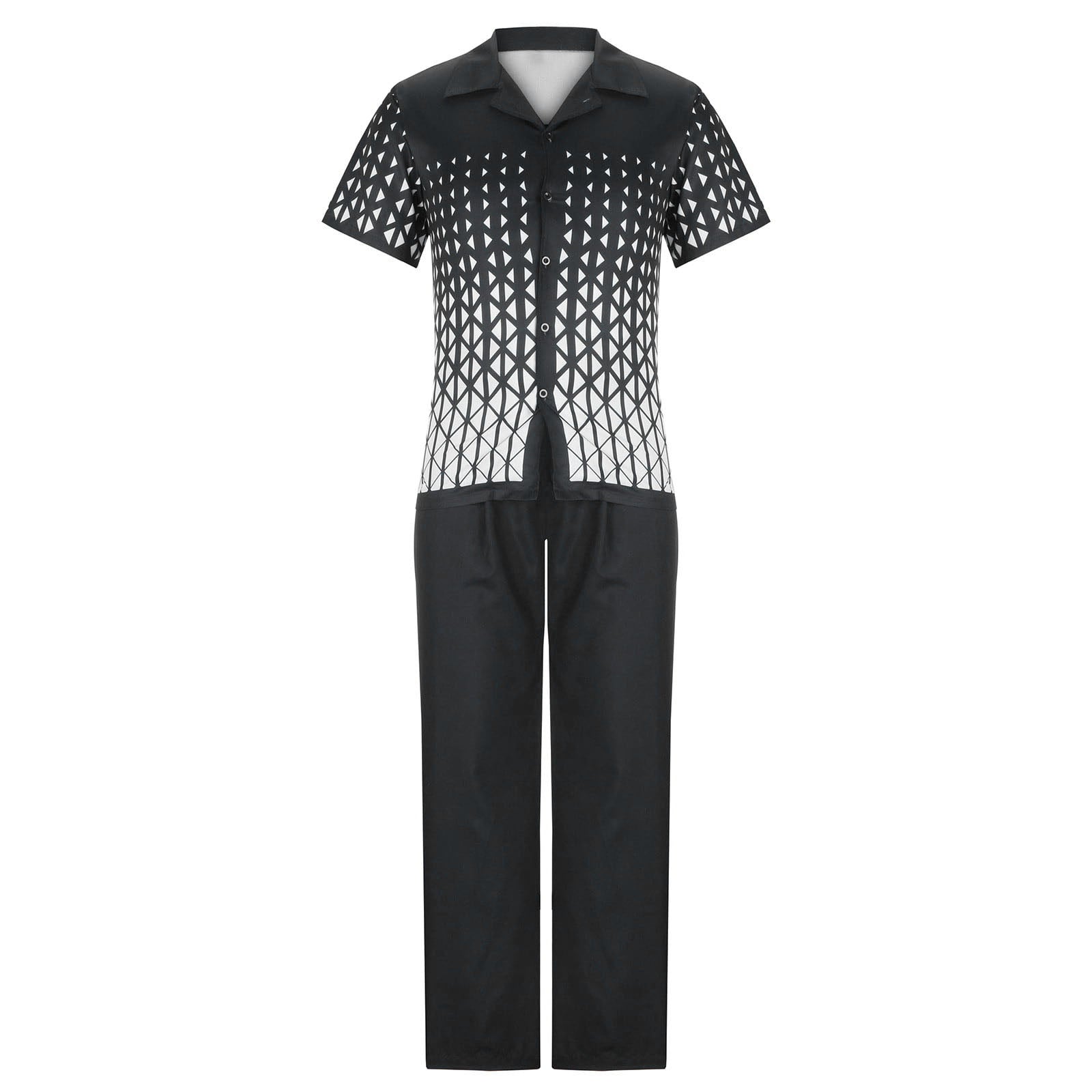 Men's Plus Size Lattice Gradient Short Sleeve 2 Piece Walking Suit