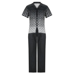 Men's Plus Size Lattice Gradient Short Sleeve 2 Piece Walking Suit