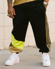 Big Boy's Daily Casual Laminated Color-matching Crewneck Short-sleeve T-shirt Striped Pants