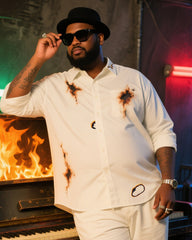 Big Boy Must-Have 2025 Holiday Party Flame Burn Mark Simple Long Sleeve Shirt Pants Suit