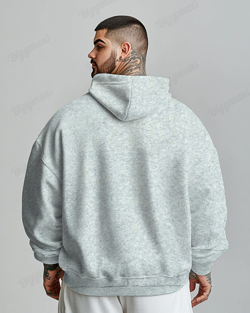 Cotton-Double Bone Love Pattern Printed Men's Loose Oversized Hoodie