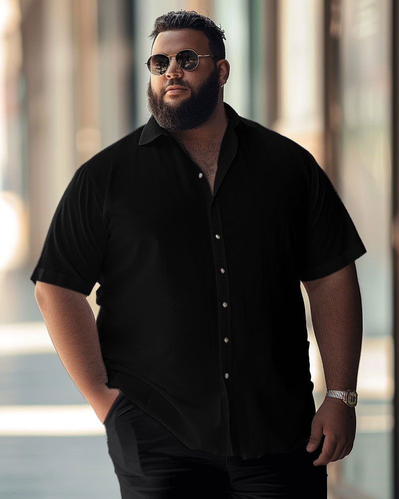 Men's Plus Size Business Causal Button Down Short Sleeve Shirt