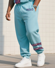 Big Boy Daily Casual Simple Impression Painting Stitching Texture POLO English Short-sleeved Trousers Suit