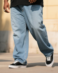 Plus Size Men's Vintage Jesus Print T-shirt Denim Pants Suit