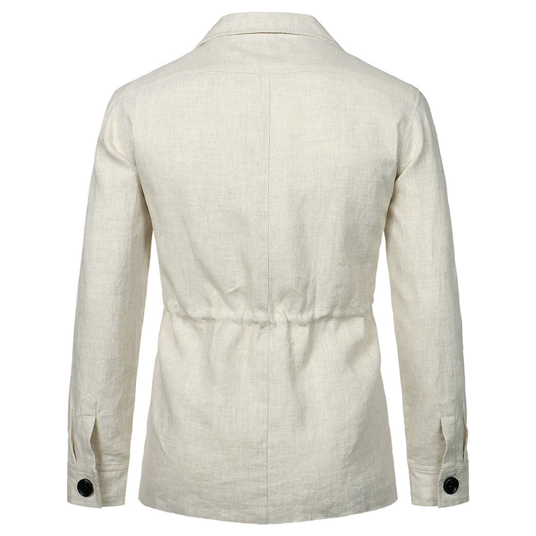 M-5XL Men's Casual Linen Jacket With Laps And Multi-Pockets