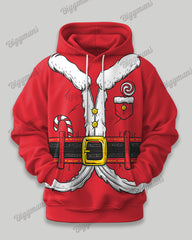 Big Men's Funny Christmas Santa Cosplay Print Hoodie Set