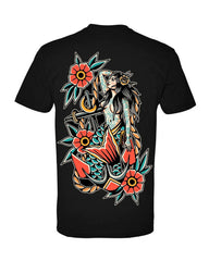 Men's Plus Size Street Fashion Anchor And Mermaid Print Round Neck Short Sleeve T-Shirt