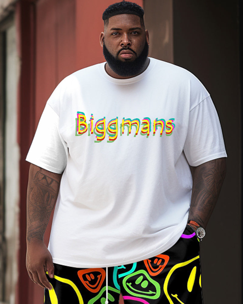 Colorful Smiley Face Letter Print Large Men's Suit